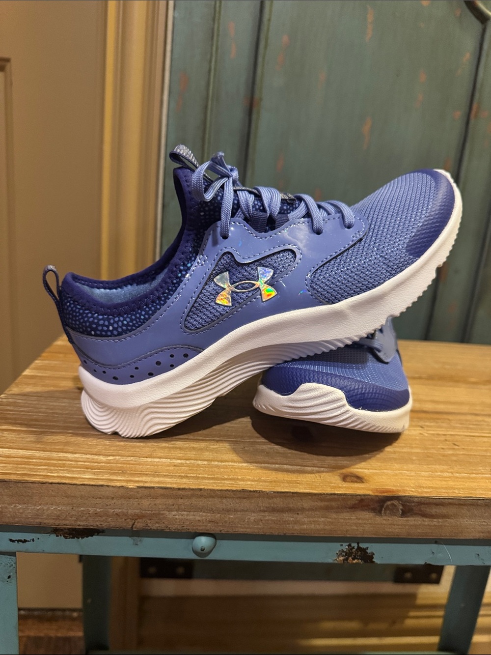 Under Armour Kids Blue Athletic Sneakers with White Sole